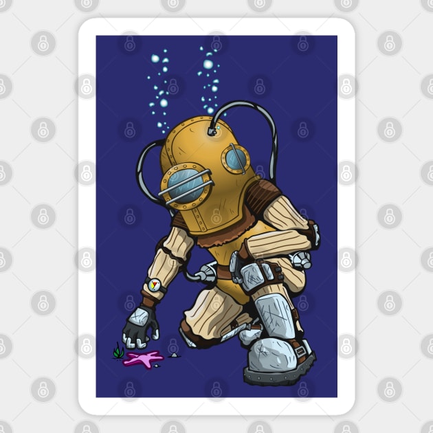 Deep Sea Diver - Big Daddy (Coloured) Magnet by deancoledesign